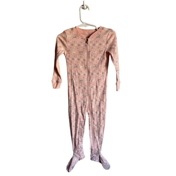Dip 18-24m Girls Reindeer Christmas Footed Sleeper - Picture 1 of 2